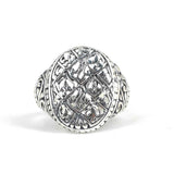 Anillo ovalado de plata esterlina 925 premium con engaste de bisel fundido