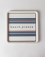 Durable Plastic Square Serving Tray - Vibrant Beach Day Aesthetic