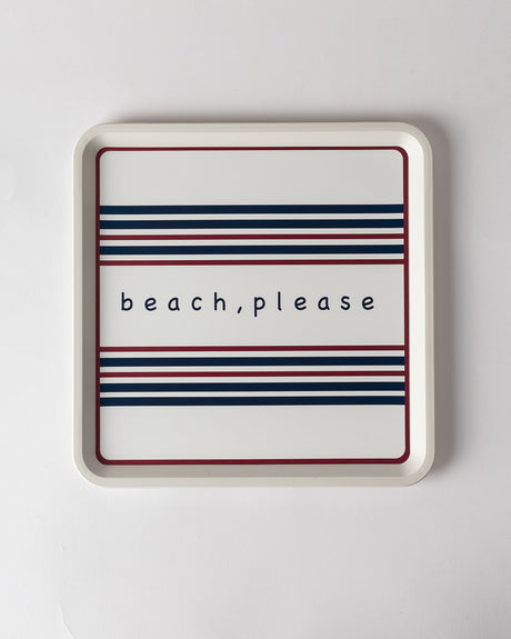 Durable Plastic Square Serving Tray - Vibrant Beach Day Aesthetic