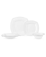 New Bone Porcelain Dinner Set for 6 - Stylish White & Silver
