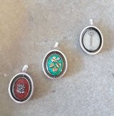 Sterling Silver Reversible Red Enamel Initial Necklace
