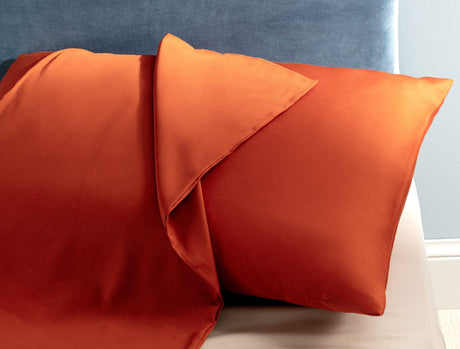 Luxury Orange 100% Cotton Sateen Pillowcases - 2 Pack