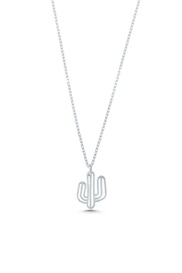 Collar pequeño de cactus en plata de ley - Encanto delicado