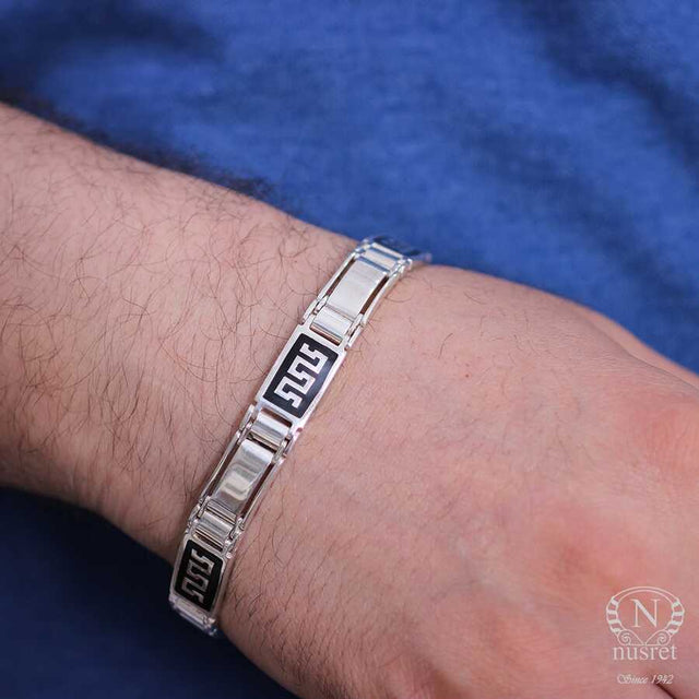 Professional 925 Sterling Silver Greek Pattern Men's Bracelet