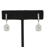 Premium Sterling Silver Square Baguette Stone Earring