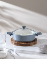 Nano Ceramic Non-Stick Shallow Cooking Pot, 26 cm, Gray White