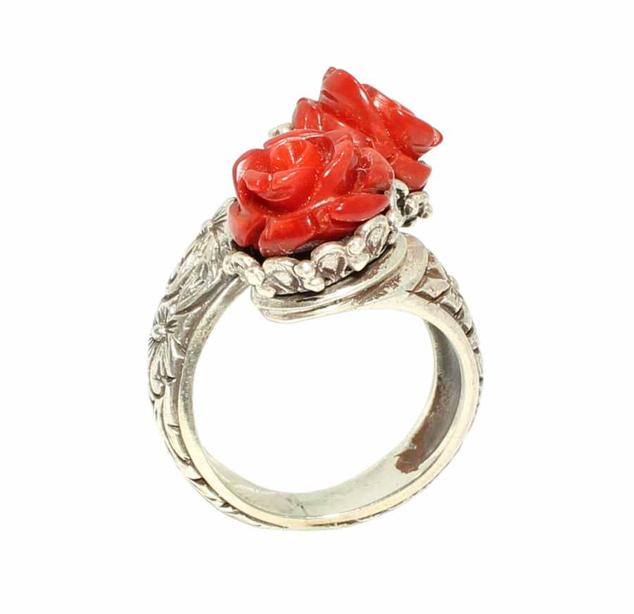 Premium 925 Sterling Silver Rose Coral Constantinople Design Ring
