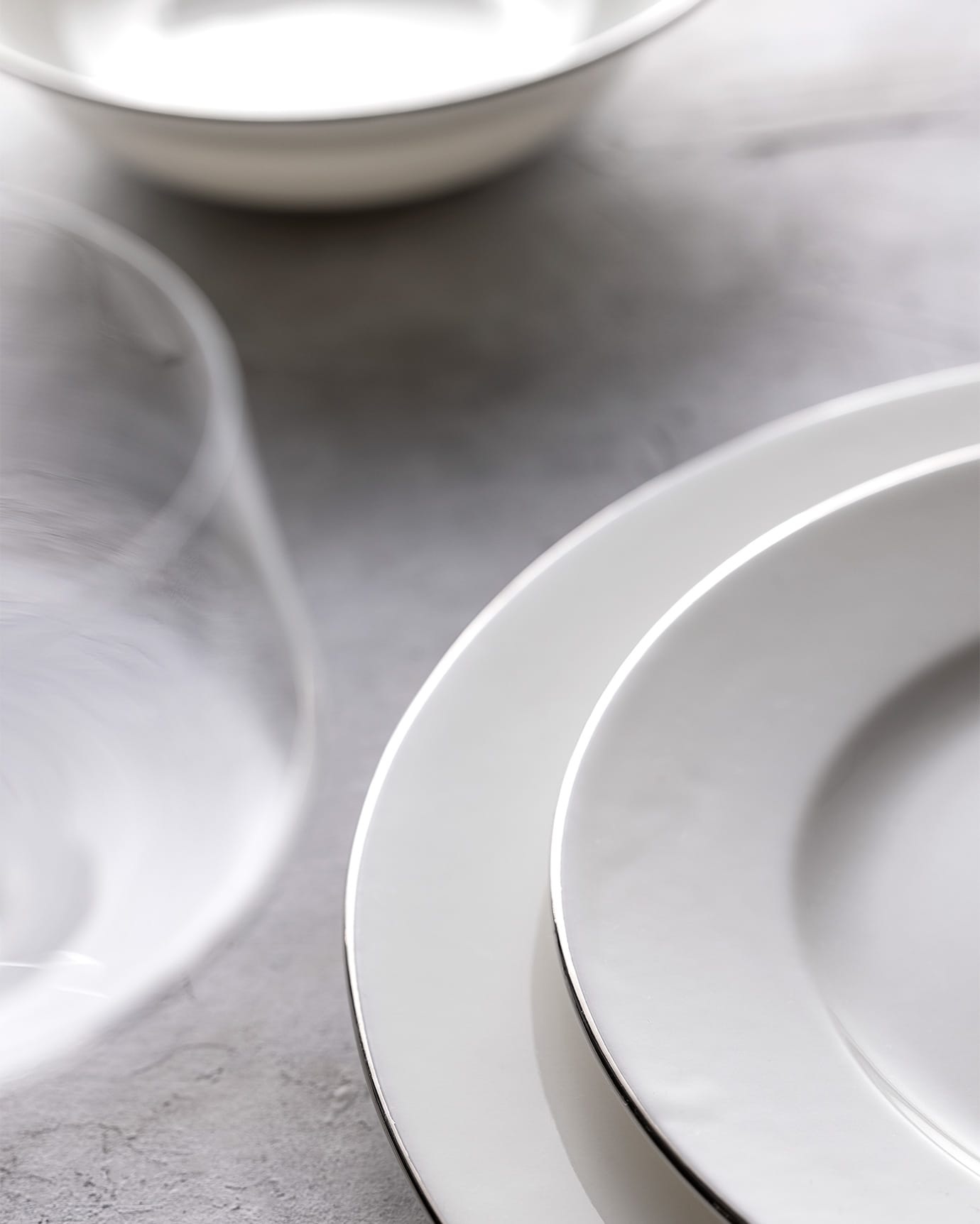 New Bone Porcelain 24-Piece Dinner Set - Galena White & Silver