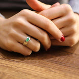 Premium Sterling Silver Marquise Green Gemstone Ring