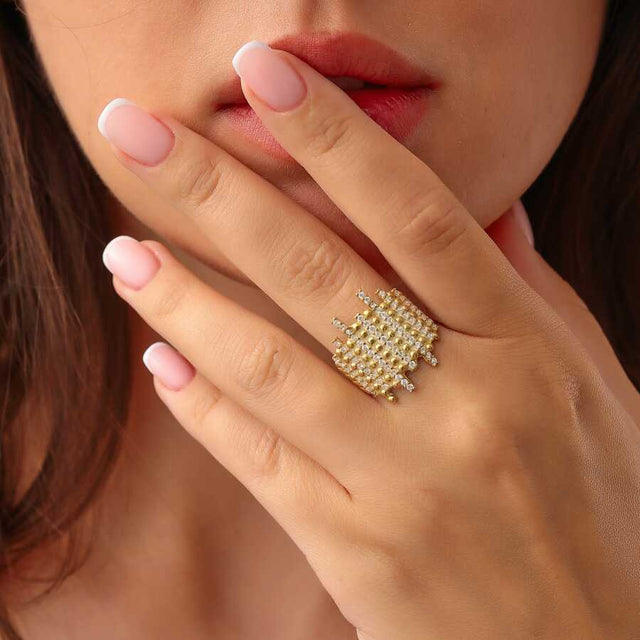 925 Sterling Silver Ring - Dazzling Lined Cubic Zirconia