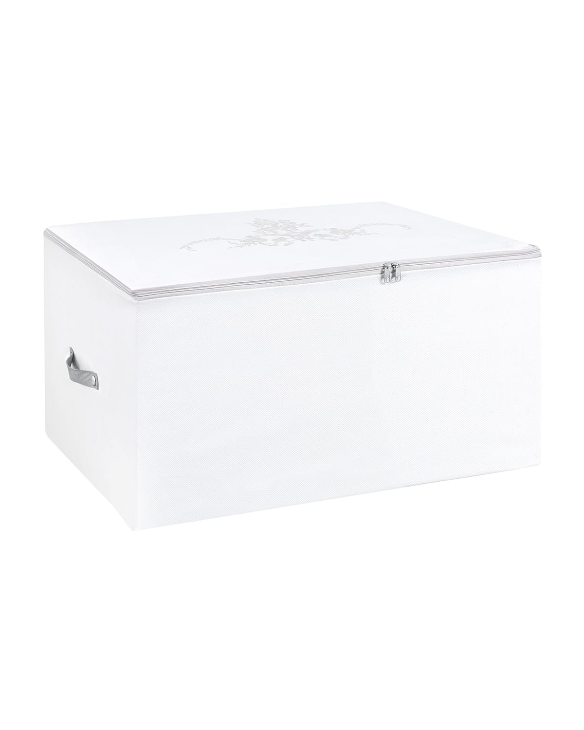 Floral Pattern Storage Bag Organizer - White Grey - Large Capacity Home Storage