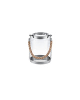 Stainless Steel & Glass Candle Holder - Silver Wicker Accent Design