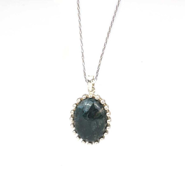 Premium 925 Sterling Silver Oval Jade Necklace