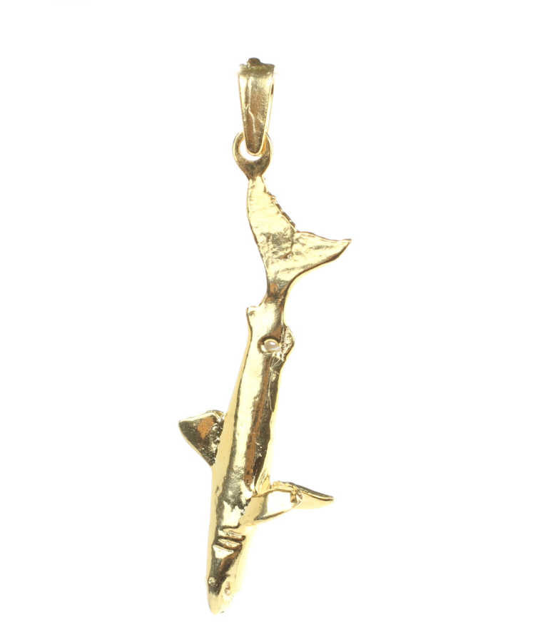 925 Sterling Silver Upright Shark Pendant - Ocean Adventure Charm