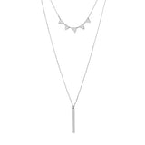 Minimalist 925 Sterling Silver Double Layer Triangle & Plate Necklace