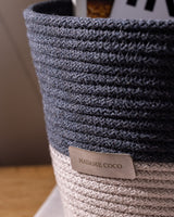 Medium Woven Storage Basket - Grey & Beige Home Organizer