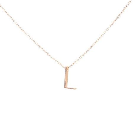 Elegant 925 Sterling Silver 3D L Letter Initial Pendant Necklace