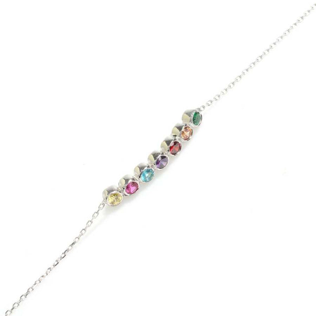 Premium 925 Sterling Silver Multi-Color Gemstone 7 Row Tennis Bracelet