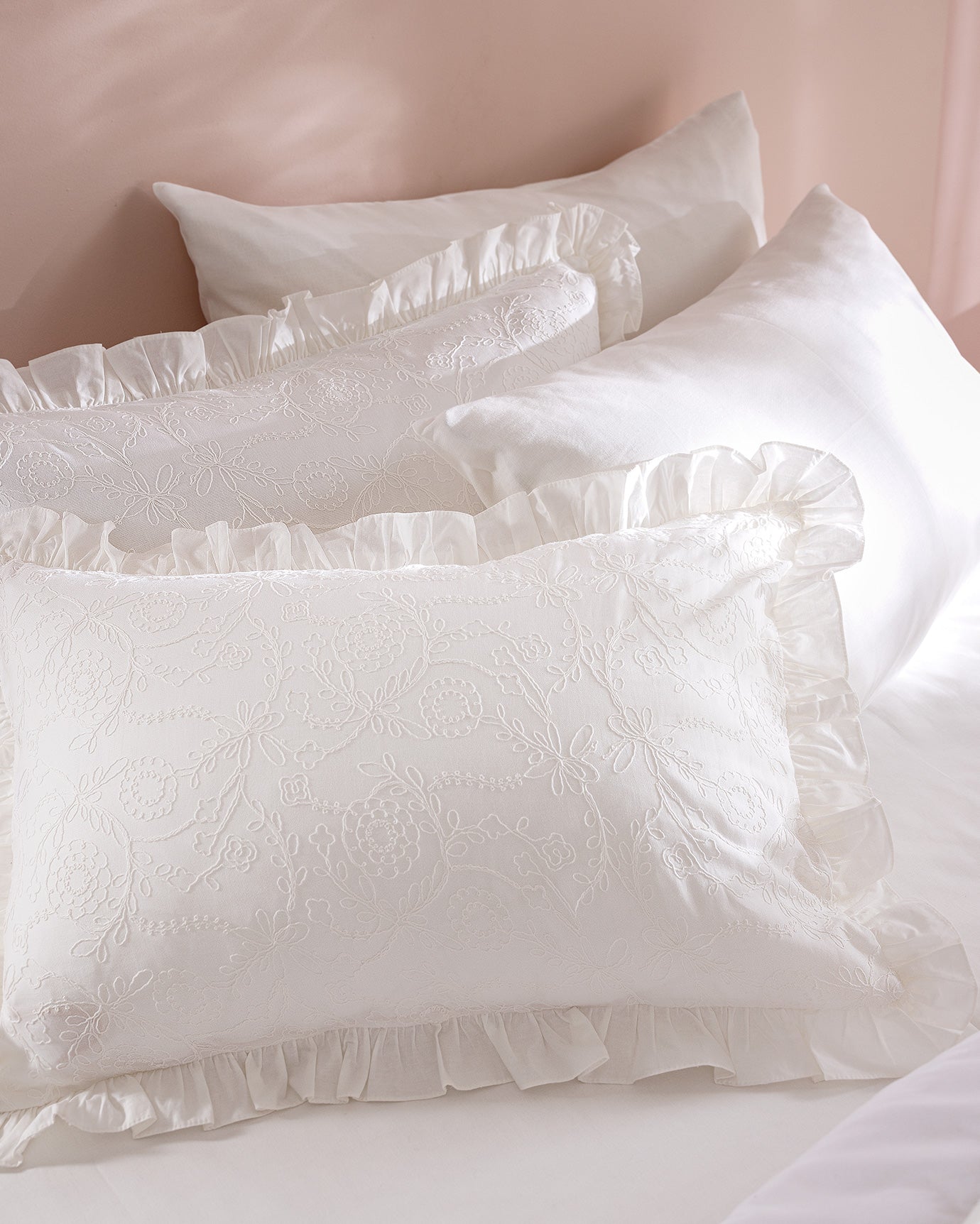 100% Cotton King Size Duvet Cover Set - Aulne Embroidered Design
