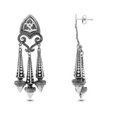 925 Sterling Silver Byzantine Inspired Cone Drop Statement Earrings