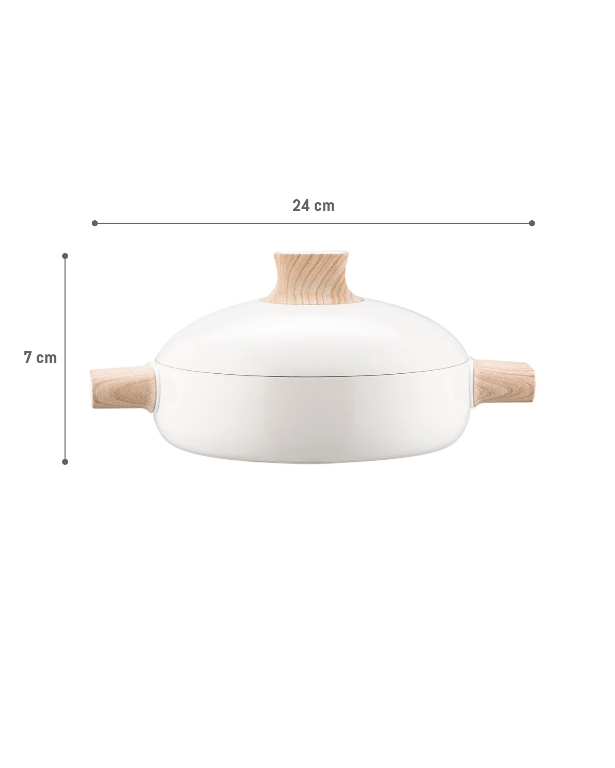 24 cm White Cooking Pot with Lid