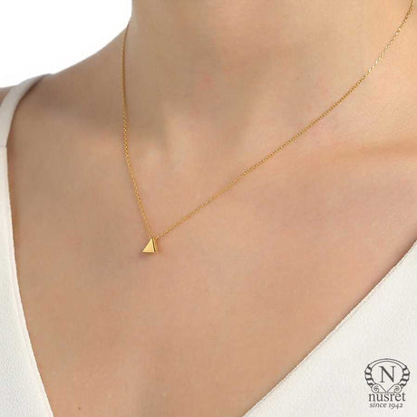Sterling Silver Triangle Necklace - Minimalist Geometric Design