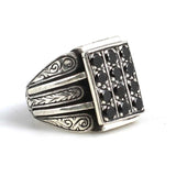 Premium Sterling Silver Black Zircon Men's Ring