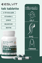 5 - Type Hydrolyzed Collagen - 90 Tablets with Vit C, Zinc, Selenium - TryAladdin