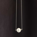 925 Sterling Silver White Pearl Pendant Necklace with Zircon Accents
