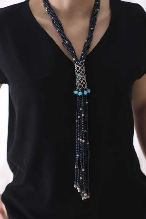 Professional Sterling Silver Cat Eye Stone Long Necklace