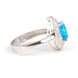 Premium 925 Sterling Silver Blue Drop Opal Entourage Ring