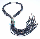 Professional Sterling Silver Cat Eye Stone Long Necklace