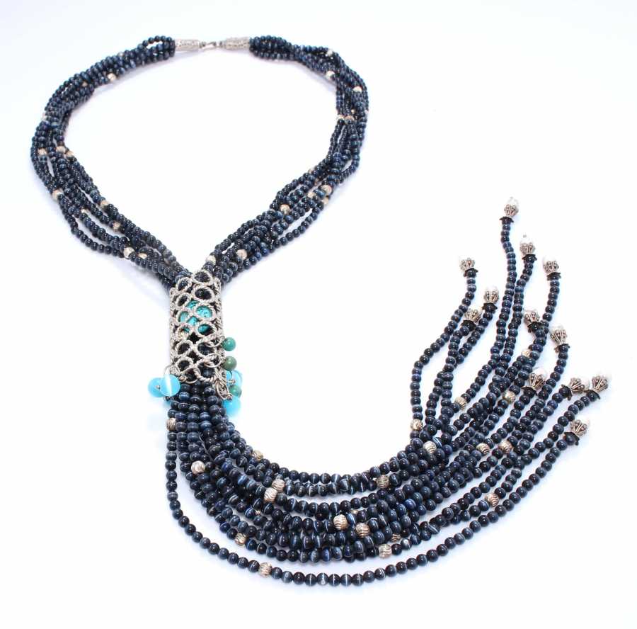 Professional Sterling Silver Cat Eye Stone Long Necklace