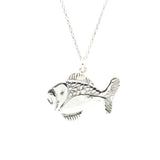 925 Sterling Silver Fish Charm Necklace - Nautical Ocean Pendant