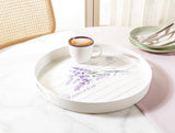 Durable Plastic Round Tray - Lavender Floral Motif