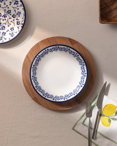New Bone Porcelain Pasta Plate - Rêve Bleu Crown Pattern