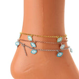 Premium Sterling Silver Enamel Evil Eye Anklet