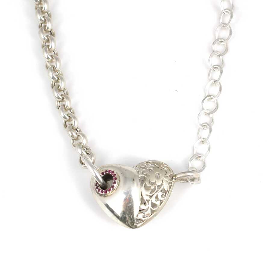 Professional Sterling Silver 3D Filigree Heart Necklace