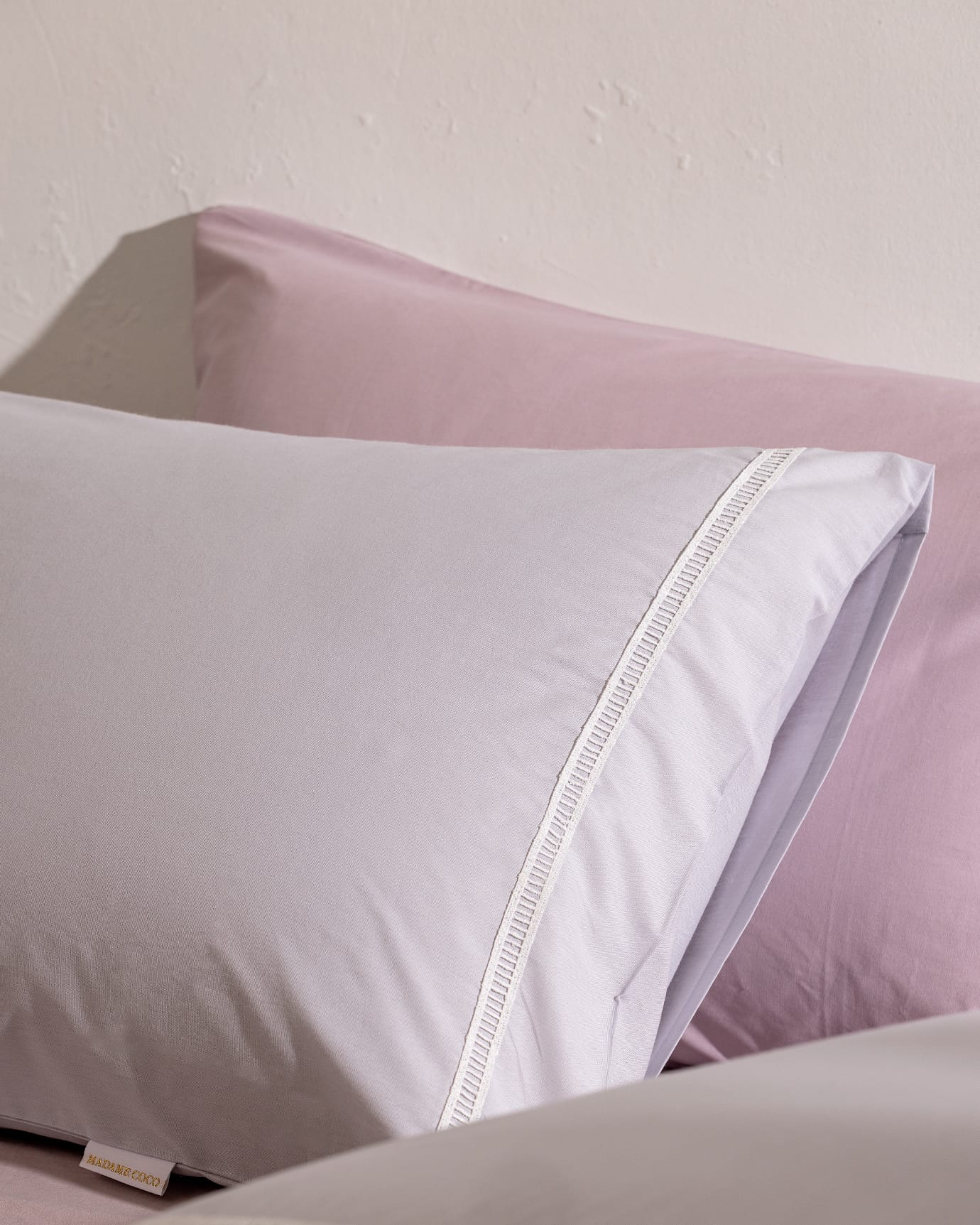 Soft 100% Cotton Pillowcase Set - Grey & White - 2-Pack