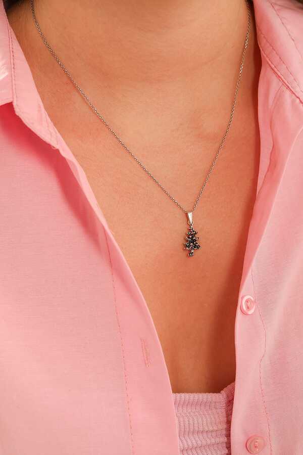 Sterling Silver Christmas Tree Necklace - Festive Pendant