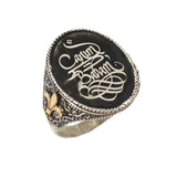 925 Sterling Silver Oval Black Enamel 'My Dear Father' Engraved Men's Ring