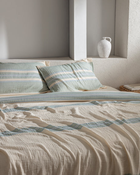 Muslin Cotton King Size Duvet Cover Set - Yarn Dyed Comfort