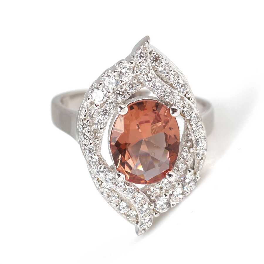 925 Sterling Silver Oval Zultanite Ring - Zircon Accented