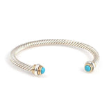 Men's 925 Sterling Silver Twisted Bracelet with Natural Turquoise