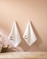Premium 100% Cotton Embroidered Hand Towel Set - 2 Pack