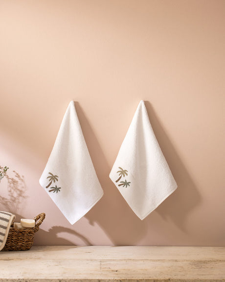Premium 100% Cotton Embroidered Hand Towel Set - 2 Pack