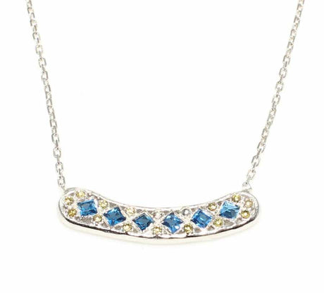 Sterling Silver Aurora Pendant Necklace - Blue & Yellow Zircon