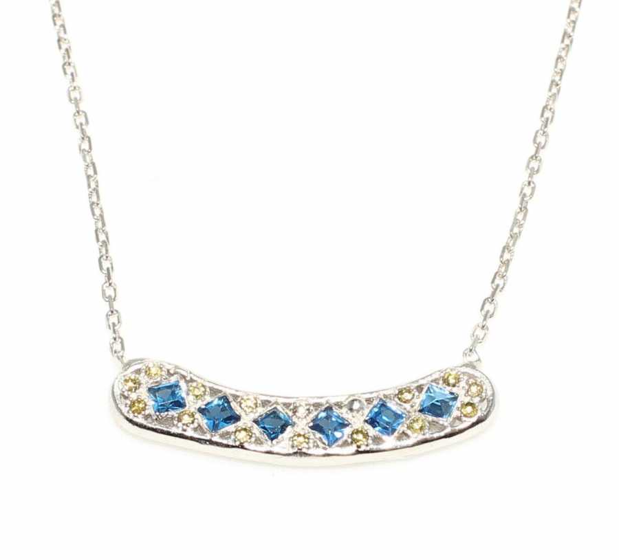 Sterling Silver Aurora Pendant Necklace - Blue & Yellow Zircon