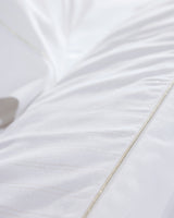 100% Cotton Sateen Double Duvet Cover Set - Shimmering White/Gold
