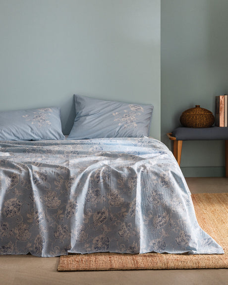 King Size Printed Cotton Ecocell Pique Bedding Set